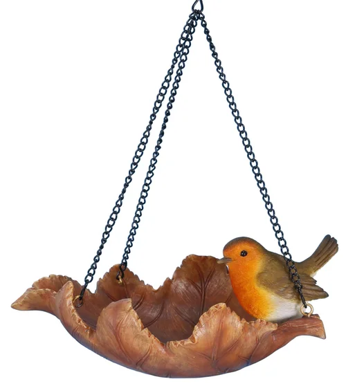 Pour vos projets jardin:Figurine en résine rouge-gorge sur feuille Riviera - 17 cm
