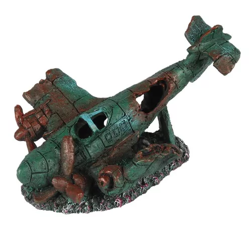 Pour mieux aménager votre jardin:Décoration d’aquarium avion coulé 1 vert Europet– 17 x 12,5 x 11 cm