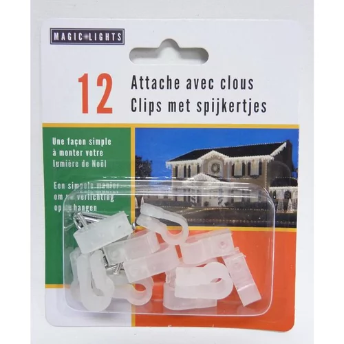Jardin actuel：12 attaches en plastique avec clous pour guirlande lumineuse LED