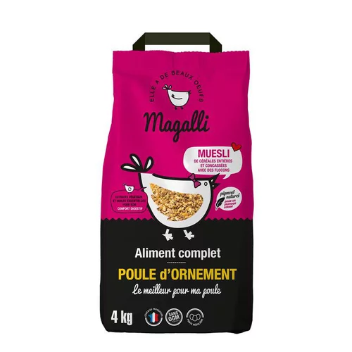 Idéal pour l’extérieur:Aliment complet beau plumage pour volaille en sac jaune de 4 kg