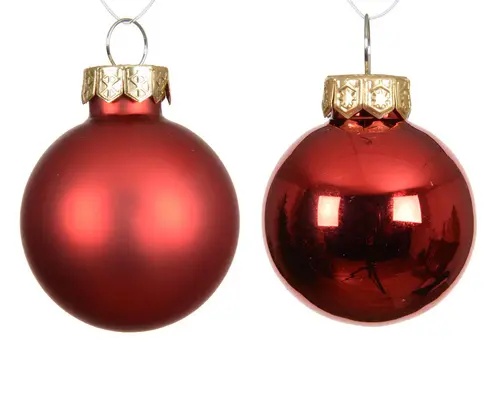 Pour organiser le jardin:Ensemble de 16 boules en verre brillant et mat rouge - Ø 3,5 cm