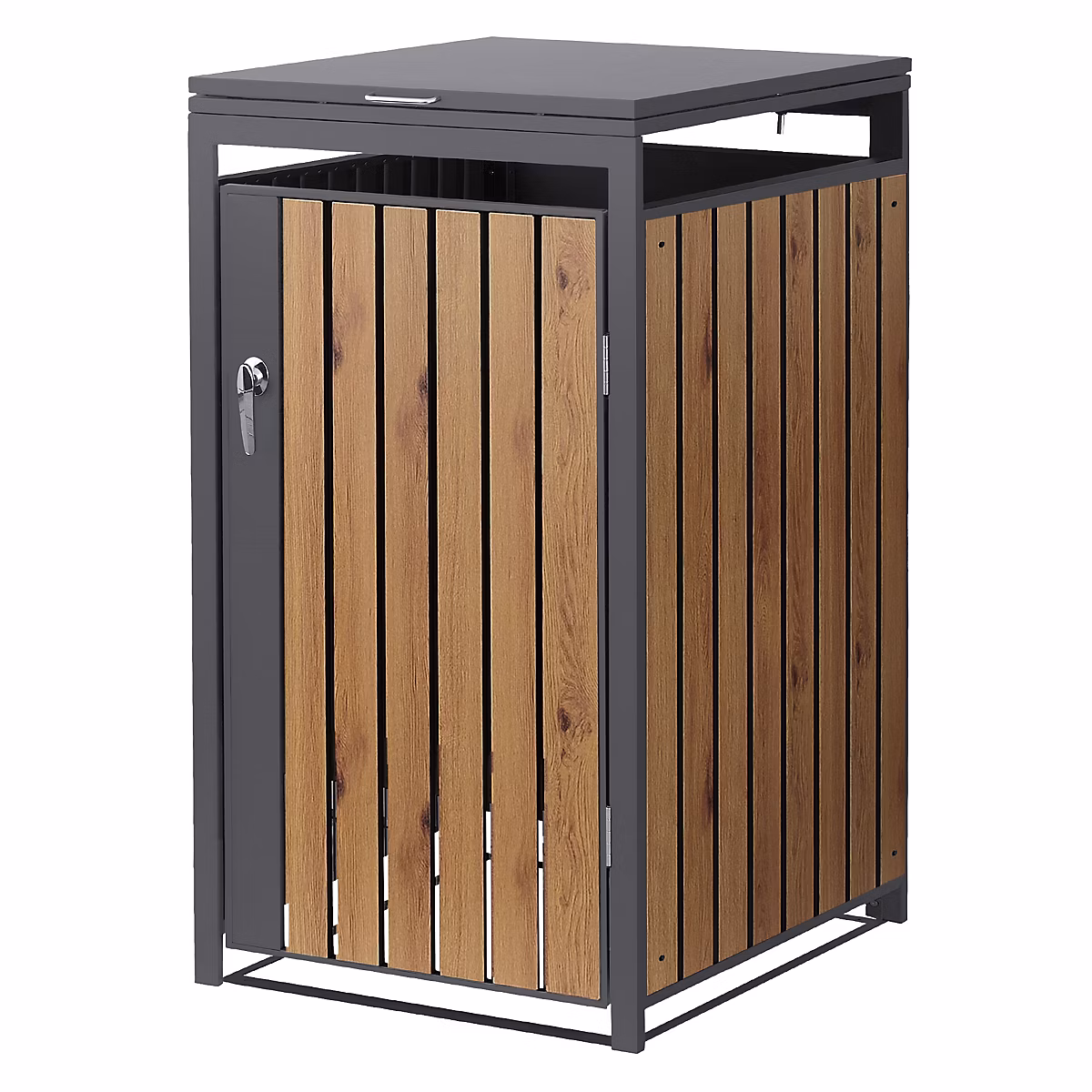 Abri pour 1 poubelle ML-Design 68 × 80 × 120 cm 240L anthracite/aspect chêne acier couvercle et porte