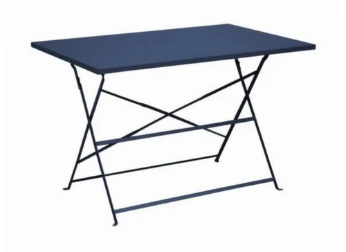 Facile extérieur:Guéridon pliant acier époxy bleu PROLOISIRS Cuba - 110x70 cm
