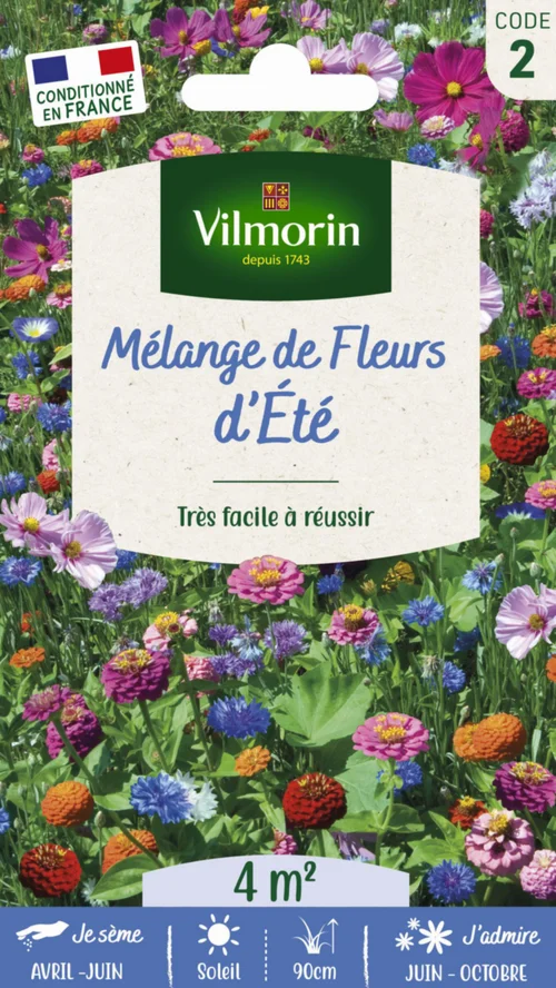 Jardin et pratique:Mélange de fleurs d'été Vilmorin - graines à semer pour 4 m² de surface
