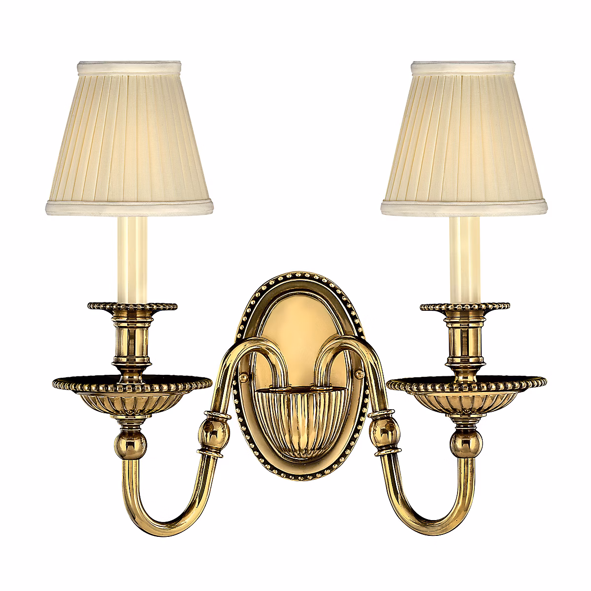 Elstead Cambridge – Applique murale à 2 ampoules pour bougie d'intérieur en laiton bruni avec abat-jour, E14