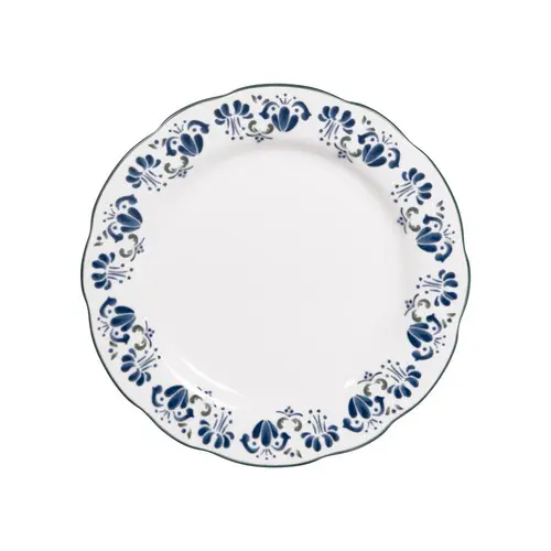Nature extérieur:Assiette à dessert en porcelaine blanche et bleue Giverny - Ø 21 cm