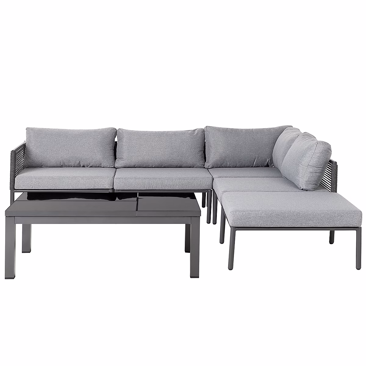 Salon et mobilier de jardin – Ensemble de canapés d'angle de jardin 6 places FORANO Métal Gris