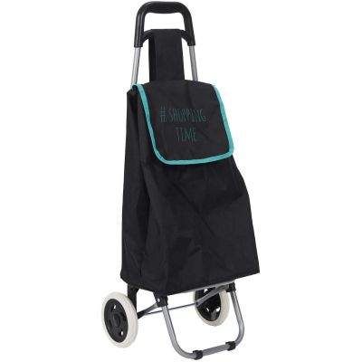 Chariot shopping 2 roues Hashtag (Noir liseré turquoise)