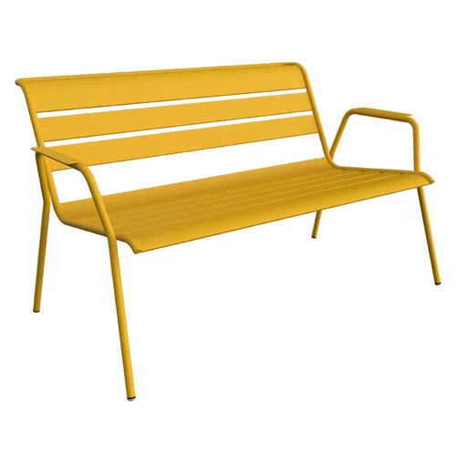 Le petit plus du jardin:Banquette lounge Monceau coloris orange en acier Fermob - 132 x 82 cm