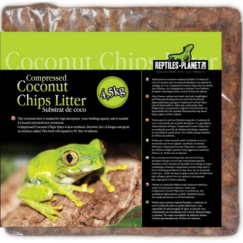 Malin au jardin:Éclats de coco compressés coloris marron Reptile Planet Coconut Chips Litter - 4,5 kg