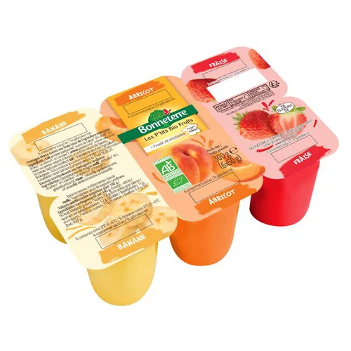 Côté végétal：Desserts fruités fraise banane abricot Les P'tits Bios Fruits - 6 x 50 g