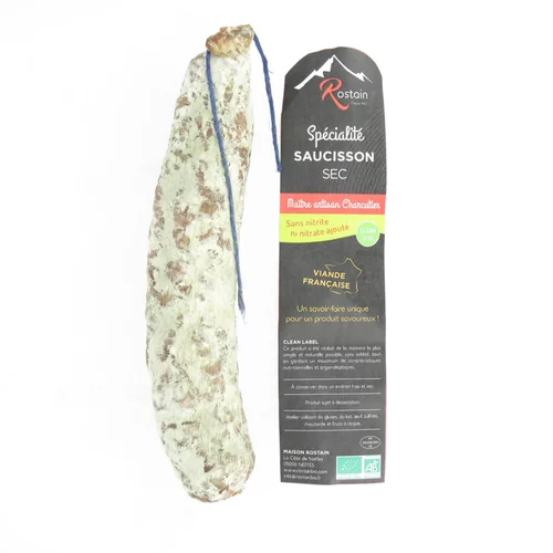 Pour votre confort en extérieur:Saucisson sec pur porc Rostain - 180 g