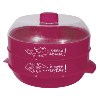 Cuit-vapeur à 2 étages spécial micro-ondes 2.4L (Fuschia)