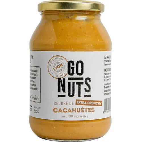 Pour profiter du jardin:Beurre de cacahuètes extra-crunchy Go nuts - 500 g