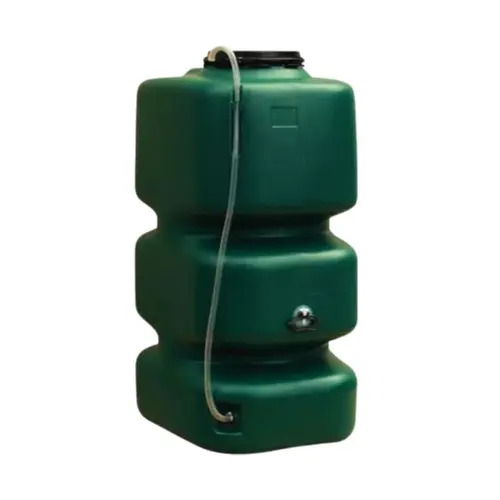 Déco pour le jardin：Récupérateur d'eau cubique vert foncé avec tuyau-jauge Garancia - 500 L