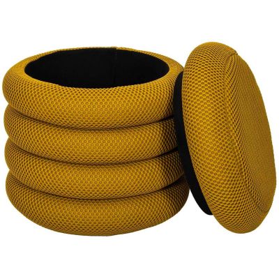 Pouf 2 en 1 en tissu coloré Atome (Jaune)
