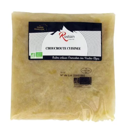 Confort extérieur:Choucroute bio cuisinée en poche Rostain - 400 g