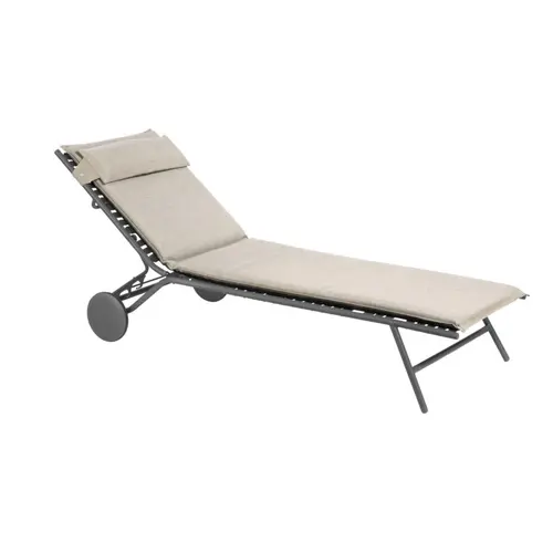 Pour mieux aménager vos extérieurs：Bain de soleil Bayanne II Hedona Latte Lafuma coloris beige en acier - 77 x 186 x 77 cm