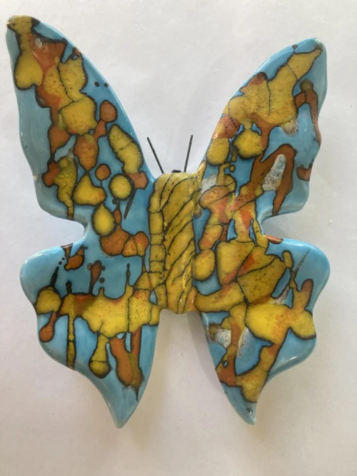 Choix malin：Papillon mural en faïence L’atelier des Cigales Ethnic moyen modèle - 16 x 14 cm