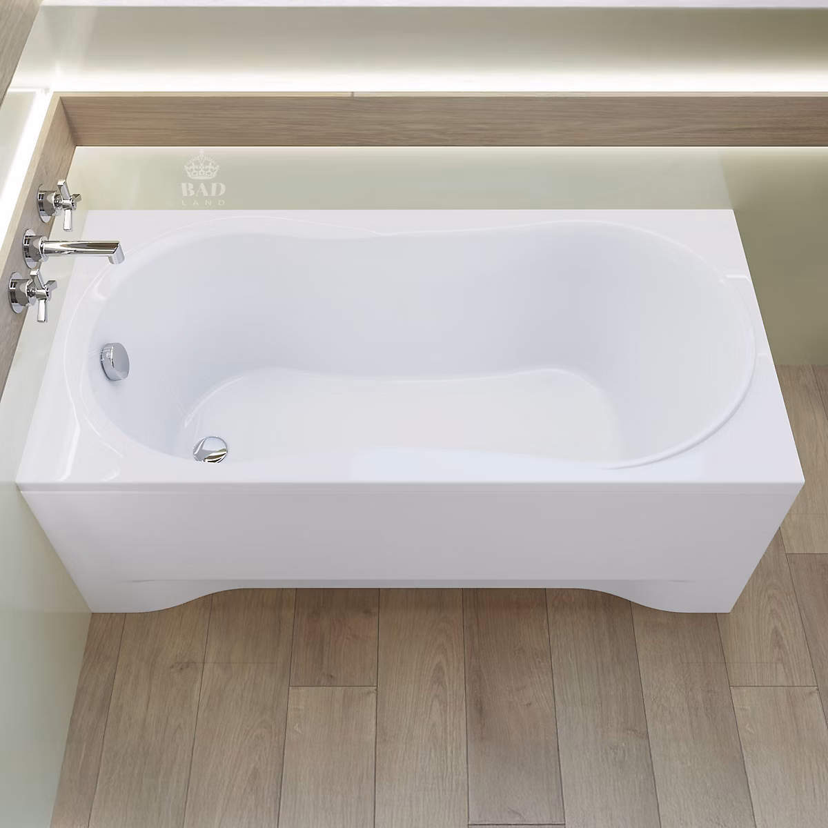 Baignoire rectangulaire 170 × 70 GRACJA acrylique blanc + avec Tablier + Pieds + Vidage à chromé