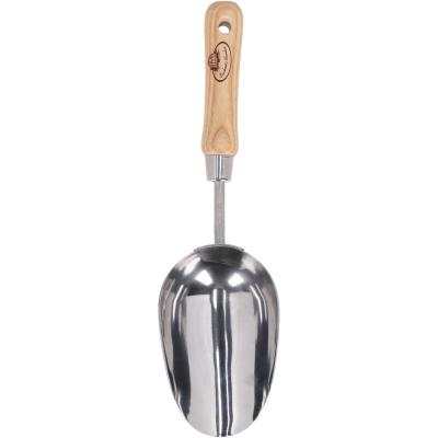 Pelle à terreau et compost en acier inoxydable et bois de frêne