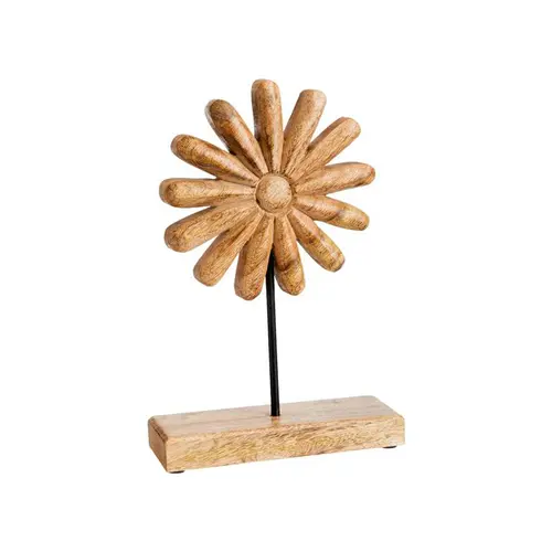 Le pratique au jardin:Marguerite décorative à poser en bois naturel - 26 x 16 x 6 cm