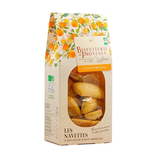 Conçu pour le jardin：Navettes bio à la fleur d'oranger Biscuiterie de Provence - 210 g