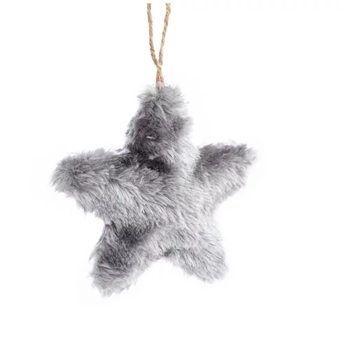 Plaisir au jardin：Étoile de Noël grise à fausse fourrure en polyester et polystyrène - 12,7 x 5 x 12 cm
