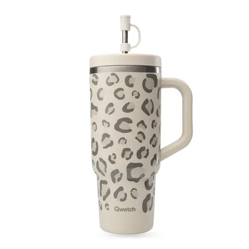Le jardin au quotidien:Cup nomade isotherme Travel Cup Wild en inox coloris beige sable Qwetch - 900 ml