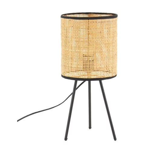 Jardin à adopter：Lampe de table cannage coloris noir en métal et rotin - Ø 18 cm