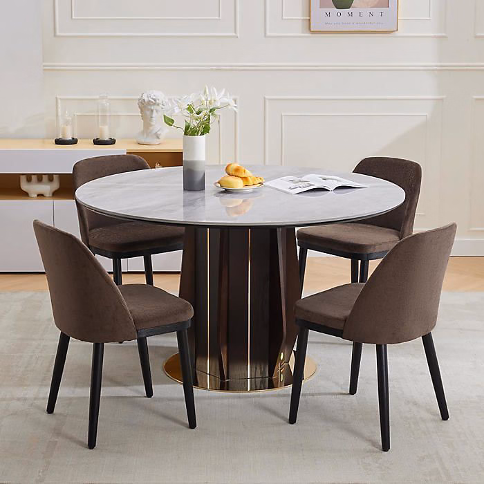 Chaises – HoerFuriy, Lot de 4, Scandinave, Tissu en lin, Marron