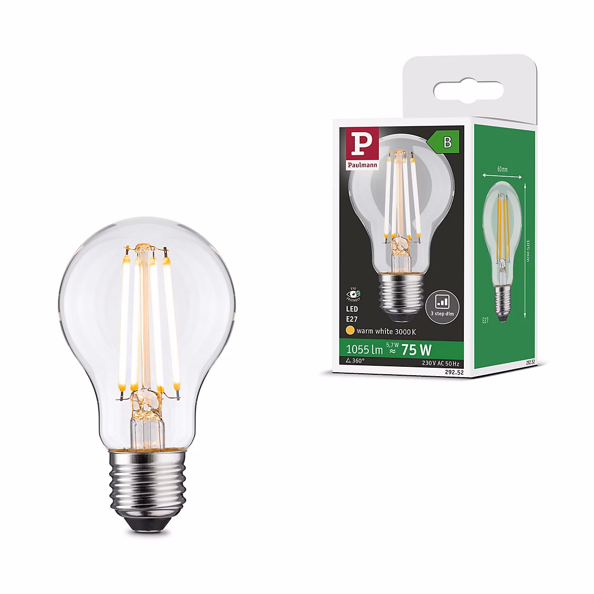 Efficient – Line Filament 230 V Ampoule LED E27 Luminaire individuel 1055lm 5 | 7W 3000K gradable Clair