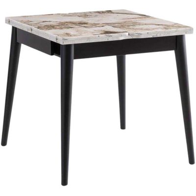 Table de repas extensible Totem (Noir, Blanc marbré)