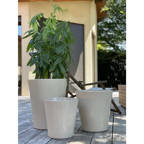 Mon jardin:Pot coloris beige en terre émaillée Sydney - Ø 33 cm
