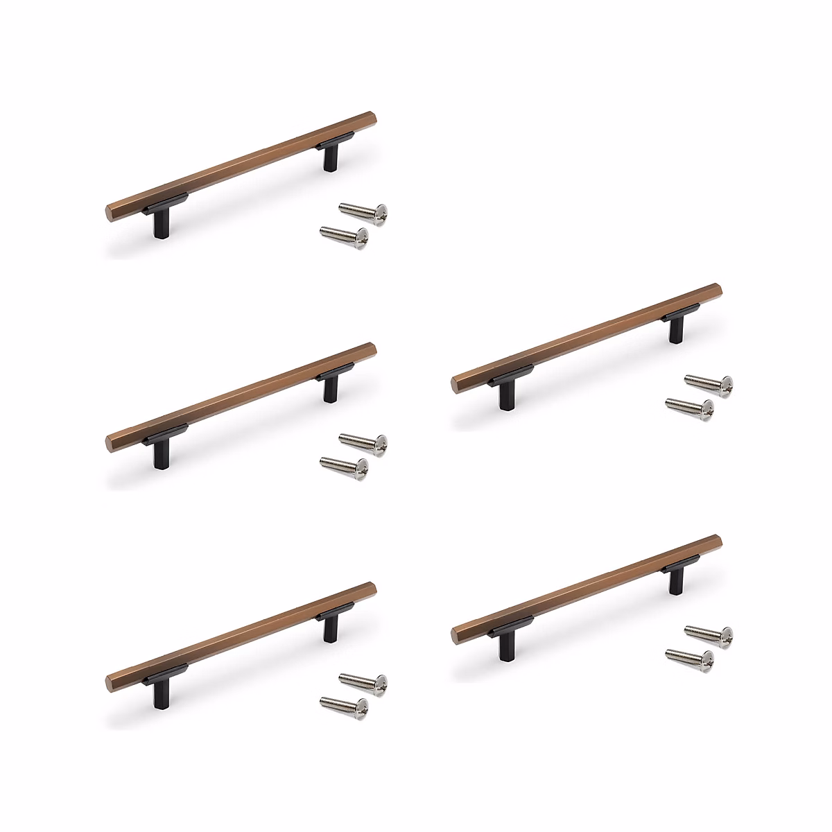 Emuca Lot de 5 poignées pour meubles Riad – L168mm, entraxe 128mm, Aluminium, Bronze