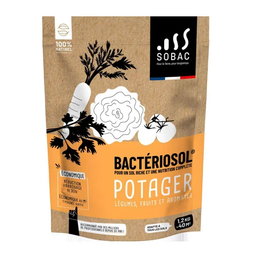 Une idée pratique pour le jardin：Bactériosol potager légumes, fruits et aromates 100 % naturel Sobac - 1,2 kg