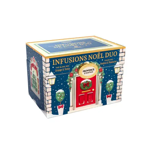 Extérieur essentiel：Assortiment thés et tisanes de Noël bio Provence d'Antan - 36 g dans une boîte en métal