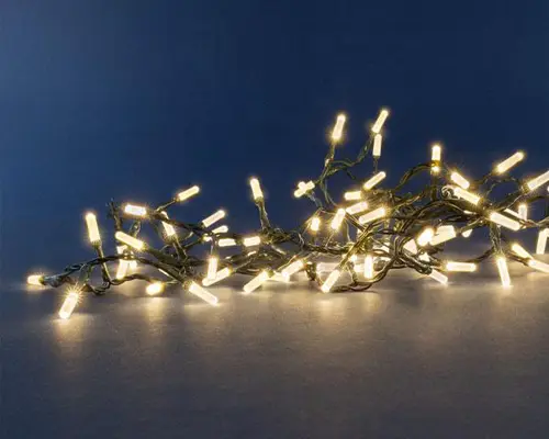 Pour plus de praticité au jardin:Guirlande lumineuse à 200 LED blanc chaud sur câble vert Flicker Light® diamant - 8 m