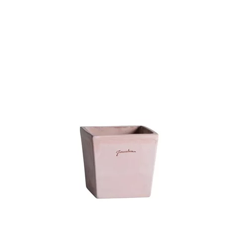 Moderne jardin：Pot carré contemporain en terre claire 19x19x19 cm