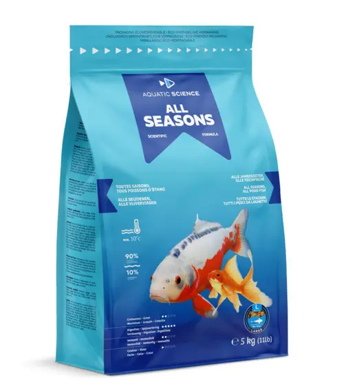 Pour votre espace extérieur:Nourriture annuelle pour poisson d'étang de minimum 25 cm de long Aquatic Science All Seasons - Taille L sac de 5 kg