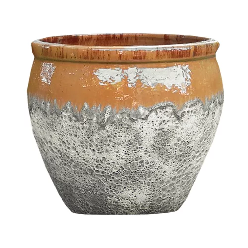 Pour l’extérieur:Cuvier en grès émaillé old miel Decolines Leon - Ø 40 x H 39 cm