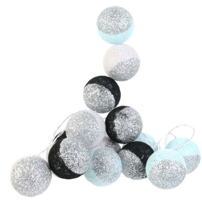 Guirlande lumineuse boules pailletées 16 leds (Noir, Bleu)
