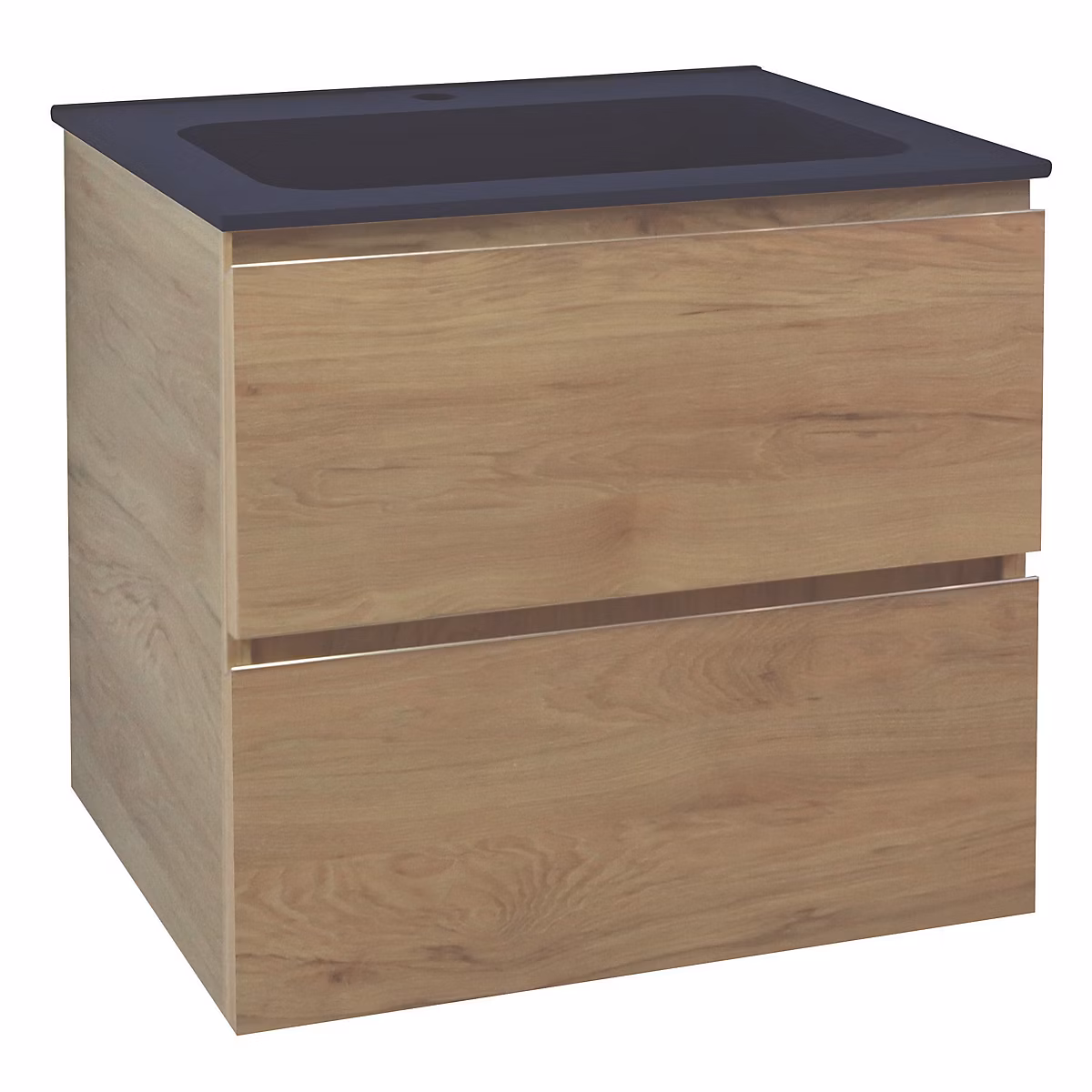 Meuble sous vasque à suspendre 2 tiroirs l.61 – 5 cm avec plan vasque résine, effet bois, Ondee Trendy