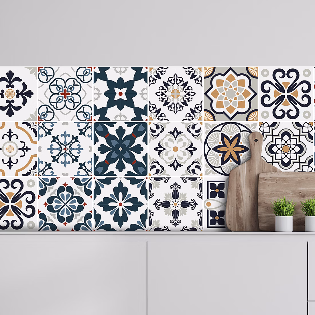 Crédence adhésive effet carreaux de ciment 40 × 100cm