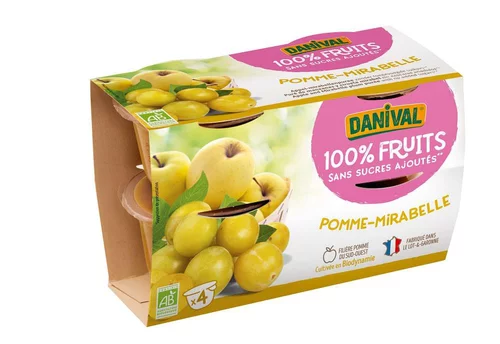 L’essentiel pour l’extérieur:Purée de fruits pomme mirabelle bio - 4 x 100g