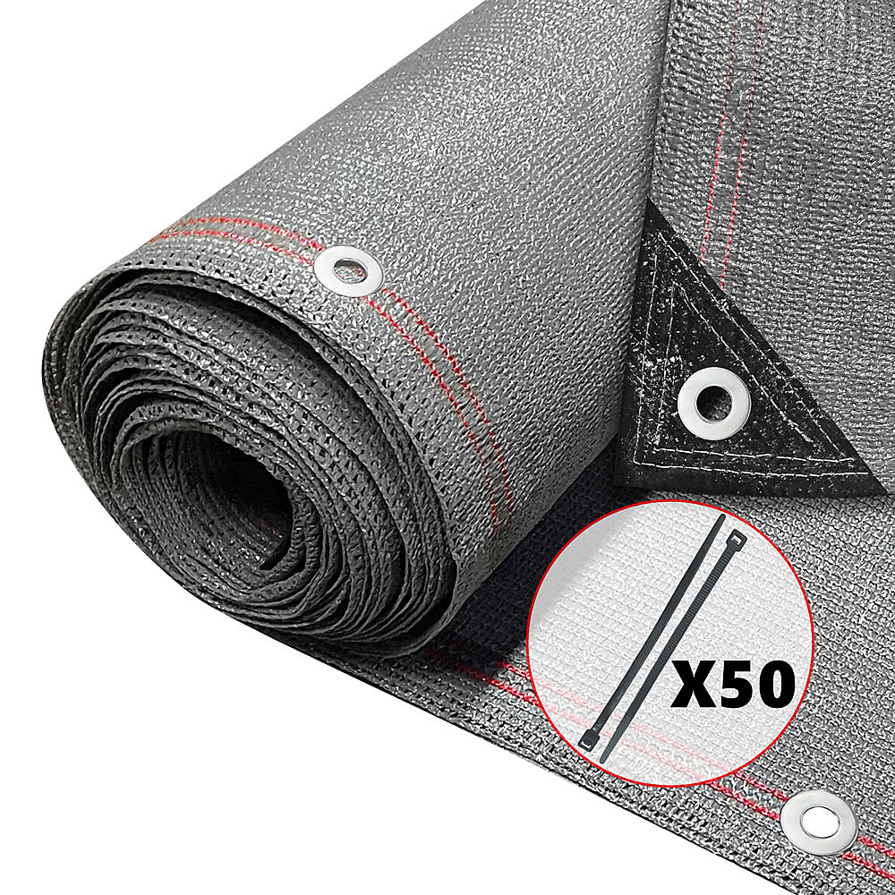 Brise vue occultant en HDPE 230g/m² 1 × 10m avec attaches de fixation gris VOUNOT