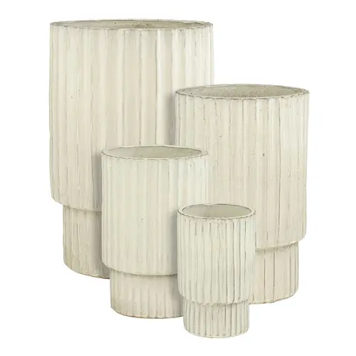 Facile à intégrer au jardin:Pot haut Sorrento coloris beige en céramique - 68 x Ø 45 cm