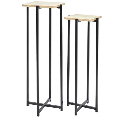 Ensemble de 2 sellettes en métal et bois Loka (Noir)