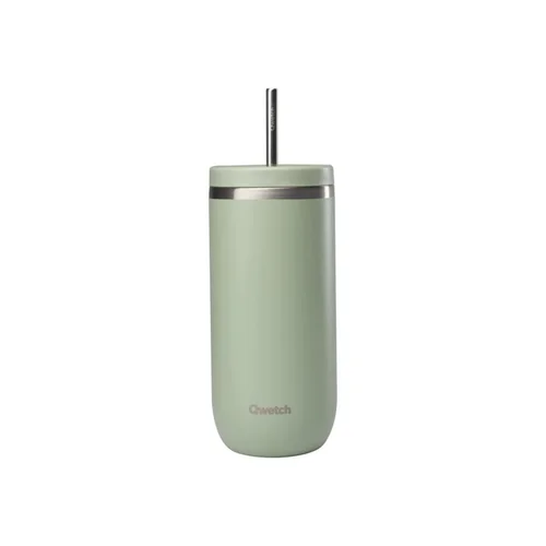 Idée pour le jardin:Cold cup isotherme en inox coloris vert tilleul avec anse Qwetch Matt - 600 ml