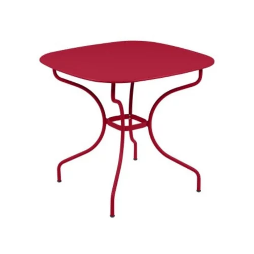 Sélection extérieur：Table carronde en acier coloris piment Opéra Fermob - 82 x 82 x 74 cm